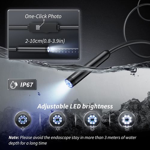 Endoscope Camera with Light, 1920P HD Bore Scope Borescope with 8 Lights, Waterproof 16.4FT Semi-Rigid Cord for Pipe Inspection, Industrial Endoscope for Phones