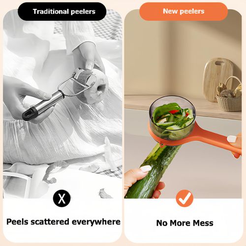 Peeling Knife With Storage Box, Fruit And Vegetable Peeler With Container, Double-Sided Stainless Steel Multi-Function Peeler For Home Kitchen