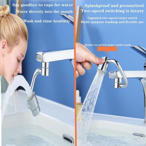 Universal Sink Faucet 1080° Rotating Faucet Extender with Upward Facial Mist, U Shaped Faucet Extender, 360° Faucet Aerator for Bathroom Kitchen, 4 Water Modes Adjustable