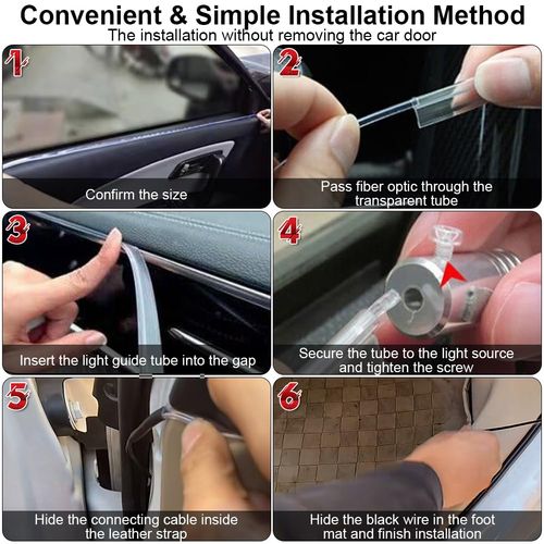 Interior Car LED Strip Lights APP Control, 5 in 1 RGB 16 Million Colors Ambient Lighting Kit with 236 inches Fiber Optic, Music Mode Inside Car Lighting Decorations