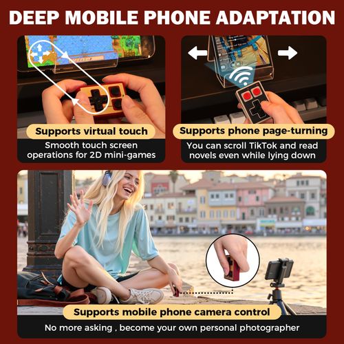 Mini Controller for iPhone/iPad/Android, Portable Wireless Controller for TikTok Scrolling, E-book Page Turning, Music Control, PPT Clicker, Selfie Shutter, with Wrist Strap