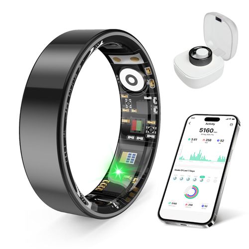 Smart Ring Health Tracker for Men Women, Sleep Stress Exercise Health Monitoring, IP68 Waterproof, Long Battery Life, No Subscription, iOS Android Compatible