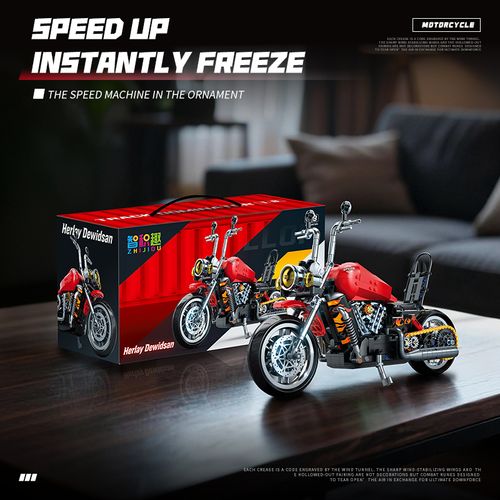 1:8 Scale Cruiser Motorcycle Building Blocks Set,  Compatible with LEGO Technic, Harley-Inspired Chopper Motorbike Model Kit with Detailed Engine, Collectible Building Toy for Adults and Teens