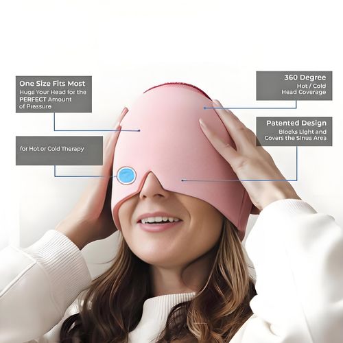 Headache Relief Cap, Migraine Ice Pack Mask Products, Women Cooling Gel Hat, Face Cold Compress Head Wrap for Her Stress. Great Birthday Gift for Mom, Sister, Grandma, Girlfriend, & Teacher
