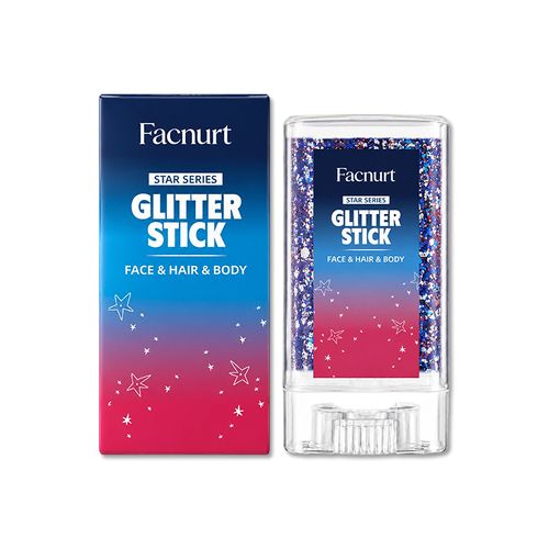Hair Glitter Stick,Red White Blue Face Glitter Stick with Star, Body Soccer Glitter Rave Makeup