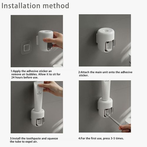 Toothpaste Dispenser Wall Mounted Bathroom Automatic Toothpaste Squeezer,Visualization of Toothpaste Flow Rate(White&Transparent)