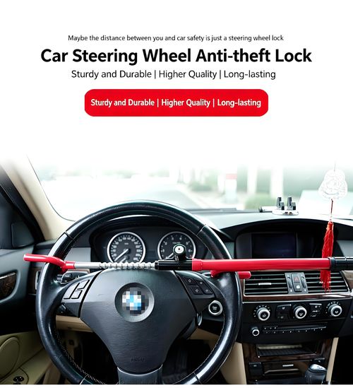Upgraded Car Steering Wheel Lock Anti-Theft Device, Steering Wheel Locks for Car SUV, Easy Installation, Rubber Protection, Extendable Universal Security Device