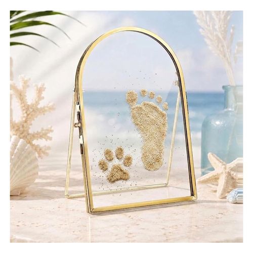 4x6 Vintage Style, Arched Brass & Glass Metal Floating Picture Frame with Locket Closure (Vertical), Made for Tabletop Display (4x6 Vertical, Antique Gold)