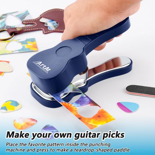 Guitar Pick Punch Kit – Bass Guitar Picks Puncher With 15 Pick Strips Medium Guitar Pick Maker Punch Kit Unique Guitar Lovers Gifts