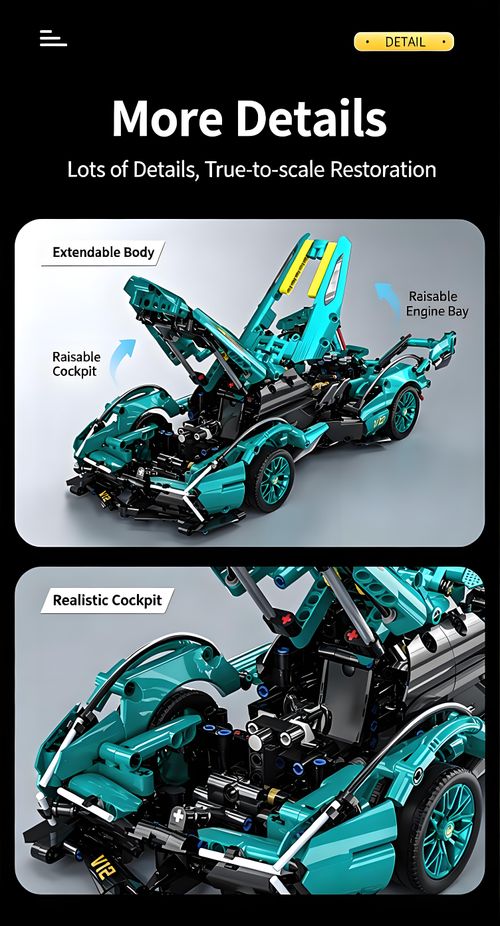 1:14 Scale Super Sports Car Building Blocks Set,  Compatible with LEGO Technic, Racing Car Model Kit with Opening Doors, Collectible STEM Building Toy for Teens & Adults