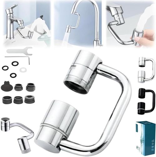 Universal Sink Faucet 1080° Rotating Faucet Extender with Upward Facial Mist, U Shaped Faucet Extender, 360° Faucet Aerator for Bathroom Kitchen, 4 Water Modes Adjustable