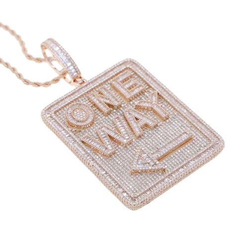 Hip-hop Fashion Letters One Way Arrow Charm Signboard Pendant Necklaces