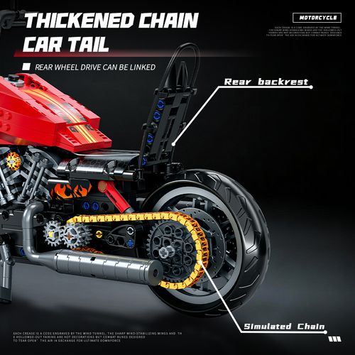 1:8 Scale Cruiser Motorcycle Building Blocks Set,  Compatible with LEGO Technic, Harley-Inspired Chopper Motorbike Model Kit with Detailed Engine, Collectible Building Toy for Adults and Teens