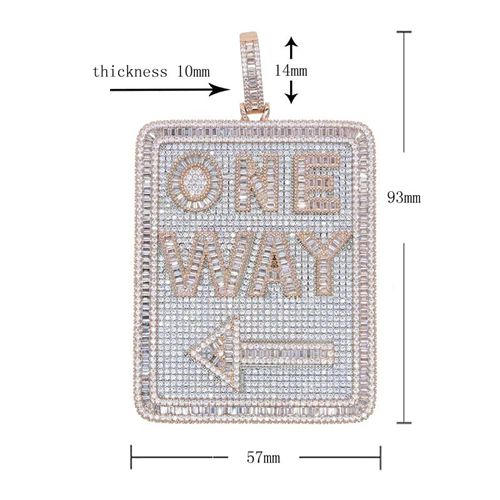 Hip-hop Fashion Letters One Way Arrow Charm Signboard Pendant Necklaces