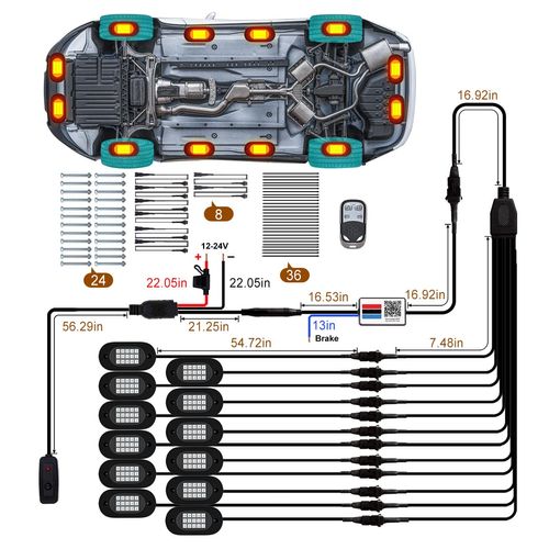 RGB LED Rock Lights, 180 LEDs Lights with Phone App/Remote Control & Timing & Music Mode Rock Lights Kits, Waterproof Underglow Light for ATV RZR UTV SUV Off Road AUTO Motorcycle (12 Pods)
