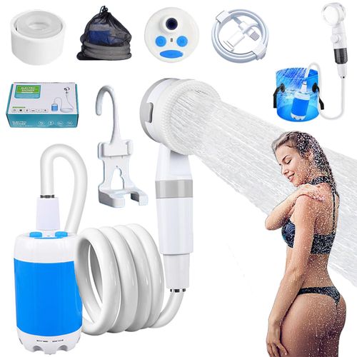Portable Camping Shower, Outdoor Shower Kit, Hose& Folding Bucket, Rechargeable Powered Portable Shower for Camping, Hiking, Beach,RV,Pet Cleaning & Road Trips