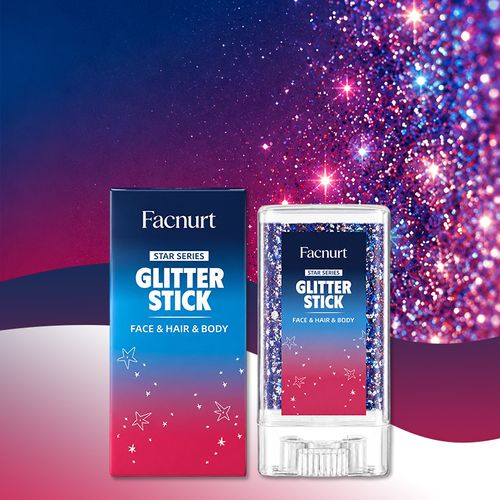 Hair Glitter Stick,Red White Blue Face Glitter Stick with Star, Body Soccer Glitter Rave Makeup