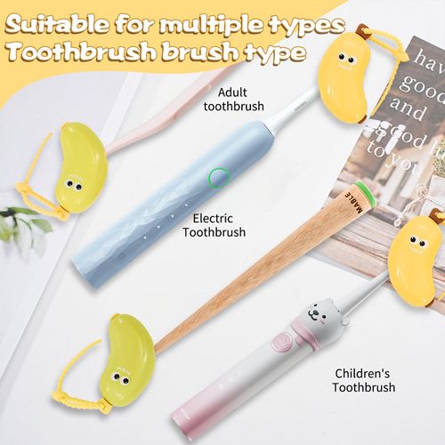 4 Pcs Banana Toothbrush Cover, Banana-Shaped Toothbrush Travel Case with Toothpaste Dispenser, Portable Brush Travel Case for Home Travel Outdoor Camping