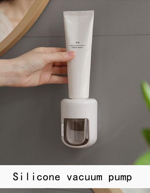Toothpaste Dispenser Wall Mounted Bathroom Automatic Toothpaste Squeezer,Visualization of Toothpaste Flow Rate(White&Transparent)