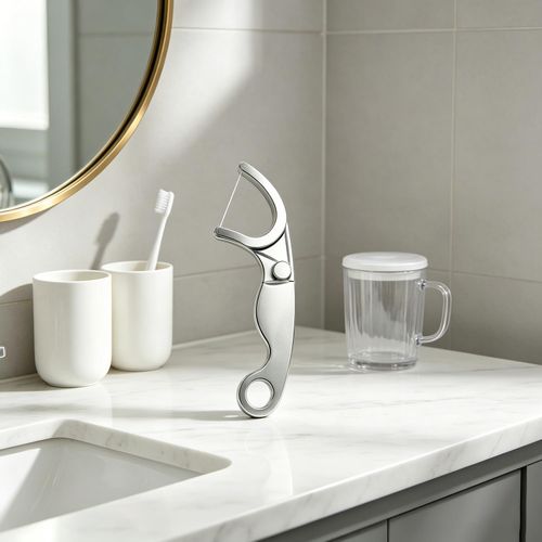 Stainless Steel Floss Pick, Reusable Metal Dental Flosser, Stainless Steel Floss Holder and Refillable Floss Pick, Minimalist Portable Permanent Teeth Cleaner