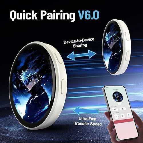 Digital Badge with DIY Text & Photo & Video，1.7 Inch Hd Touchscreen Digital Pin，Gift for Anime Fans, Ideal for Backpacks and Conventions