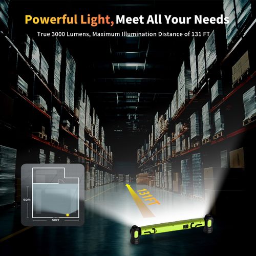 Under Hood Work Light Bar, 3000LM LED Magnetic Light Bar with Hooks, 5200mAh Cordless Rechargeable Hood Light Fathers Day Dad Gifts for Men/Mechanic/Car Repairing/Garage-Gree