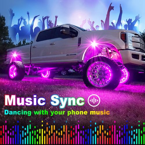 RGB LED Rock Lights, 180 LEDs Lights with Phone App/Remote Control & Timing & Music Mode Rock Lights Kits, Waterproof Underglow Light for ATV RZR UTV SUV Off Road AUTO Motorcycle (12 Pods)