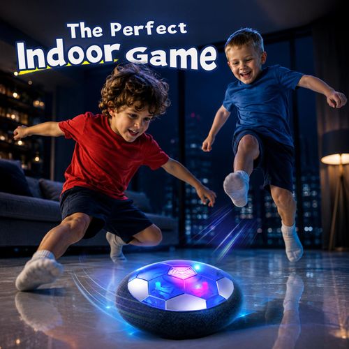 Rechargeable Hover Soccer Ball for Kids Indoor Games, Light-Up Soccer Toy with Soft Foam Bumper, Air-Powered Floating Ball Game, Birthday Gift for Boys and Girls Ages 4-12