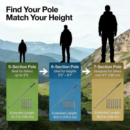 Trekking Pole Tactical Walking Stick, Multifunctional Lightweight Aircraft Aluminum Collapsible Survival Hiking Pole with Storage Bag for Women Men Seniors Camping Backpacking
