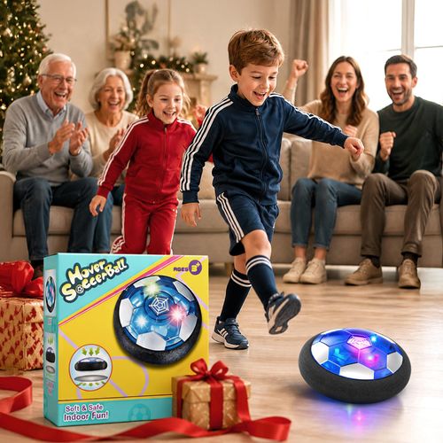 Rechargeable Hover Soccer Ball for Kids Indoor Games, Light-Up Soccer Toy with Soft Foam Bumper, Air-Powered Floating Ball Game, Birthday Gift for Boys and Girls Ages 4-12