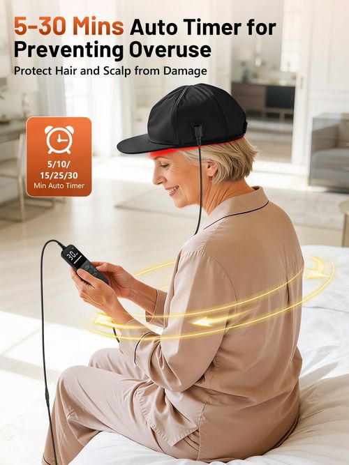 Red Light Therapy Cap for Hair, Upgraded 180 LEDs Red Light Therapy for Head, Infrared Light Therapy for Men & Women with Timer & Controller(Deep Black)