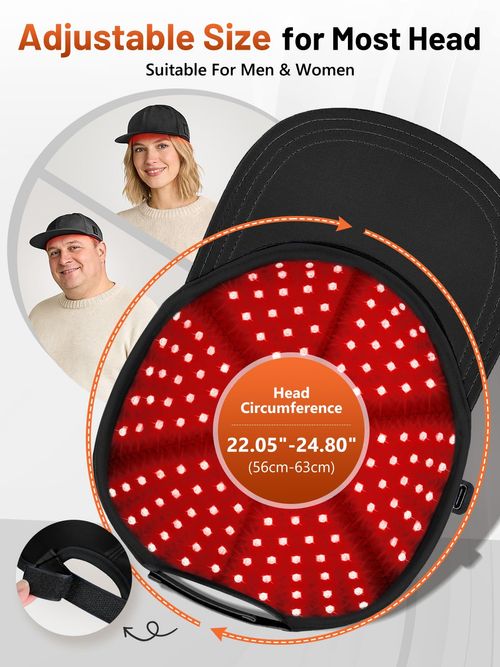 Red Light Therapy Cap for Hair, Upgraded 180 LEDs Red Light Therapy for Head, Infrared Light Therapy for Men & Women with Timer & Controller(Deep Black)