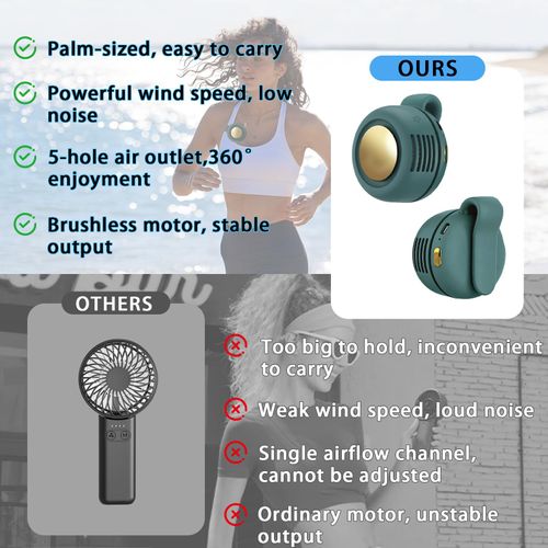 Portable Clip-On Fan, Mini USB Rechargeable 360° Rotatable Fan, 3-Speed Silent Mini Bladeless Fans