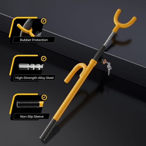 Upgraded Car Steering Wheel Lock Anti-Theft Device, Steering Wheel Locks for Car SUV, Easy Installation, Rubber Protection, Extendable Universal Security Device