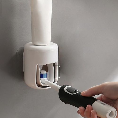 Toothpaste Dispenser Wall Mounted Bathroom Automatic Toothpaste Squeezer,Visualization of Toothpaste Flow Rate(White&Transparent)