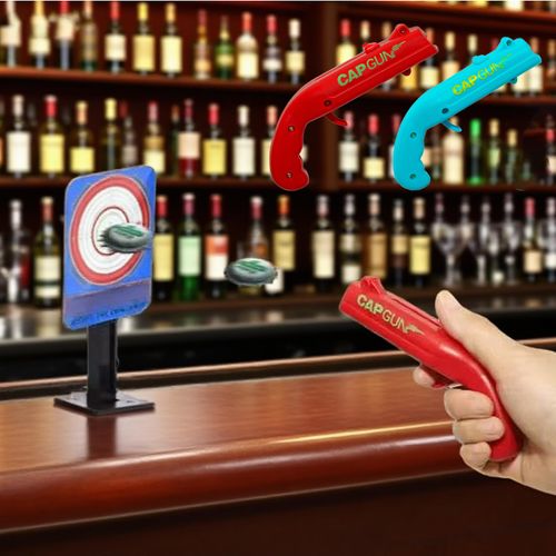Beer Bottle Opener Gag Gifts Cap Gun Bottle Opener Fun Practical Tool For Beer Enthusiasts Suitable For Camping Festivals College Gatherings Pool Parties (1, Red)