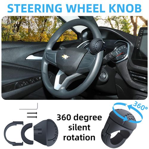 New Generation Silicone Steering Wheel Knob, Anti-Slip Boat Steering Wheel Knob, Universal for Cars, Trucks, Boat, Tractors(Black) KRT-SWK1B