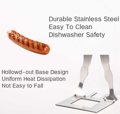 4 PCS Funny BBQ Stand Muscle Man Hot Dog Holder | Reusable Stainless Steel Hotdog and Sausage Stand | Portable Hot Dog Roaster | Barbecue Grill Accessories | Funny Birthday Gifts for Men