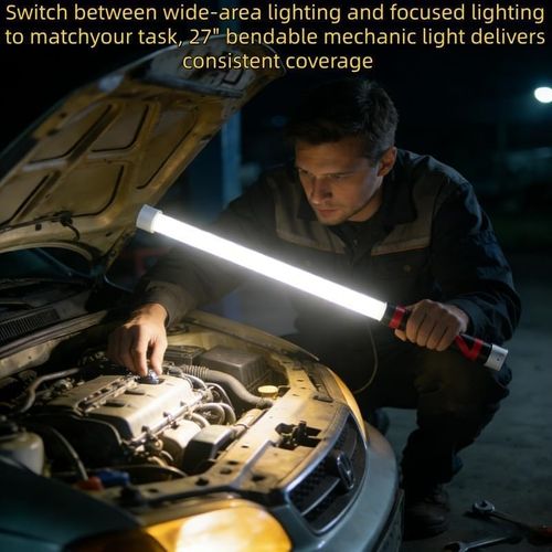 Flexible LED Flashlight Stick, 27" Bendable Mechanic Light,Work Light with High-Lumen LED,3 Brightness Modes, Rechargeable Flexible Light for Mechanics,Car Repairs, Inspections
