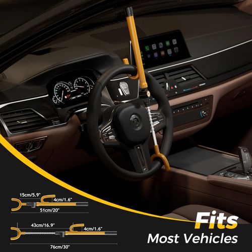 Upgraded Car Steering Wheel Lock Anti-Theft Device, Steering Wheel Locks for Car SUV, Easy Installation, Rubber Protection, Extendable Universal Security Device