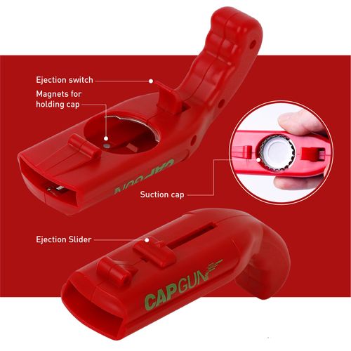Beer Bottle Opener Gag Gifts Cap Gun Bottle Opener Fun Practical Tool For Beer Enthusiasts Suitable For Camping Festivals College Gatherings Pool Parties (1, Red)