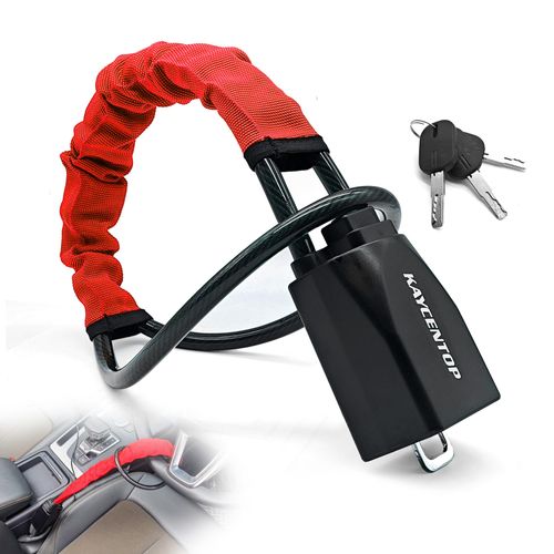 Car Steering Wheel Lock, Seat Belt Lock, Anti-Theft Device, Max 17 Inch Length, Small and Light-Weight, Multi-Functional, Fit Most Vehicle, SUV, Golf Cart Security