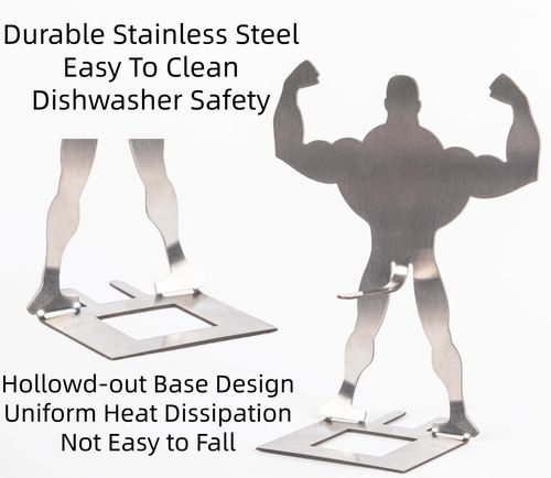 4 PCS Funny BBQ Stand Muscle Man Hot Dog Holder | Reusable Stainless Steel Hotdog and Sausage Stand | Portable Hot Dog Roaster | Barbecue Grill Accessories | Funny Birthday Gifts for Men