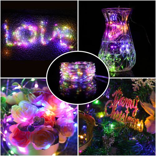Fairy Lights 66ft 200 LED USB Twinkle String Light Plug in Silver Wire Lights with Remote 8 Modes Outdoor Waterproof Starry Lights DIY Party Wedding Christmas Decoration（Multicolor）