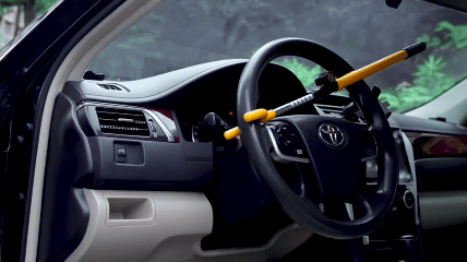 Upgraded Car Steering Wheel Lock Anti-Theft Device, Steering Wheel Locks for Car SUV, Easy Installation, Rubber Protection, Extendable Universal Security Device