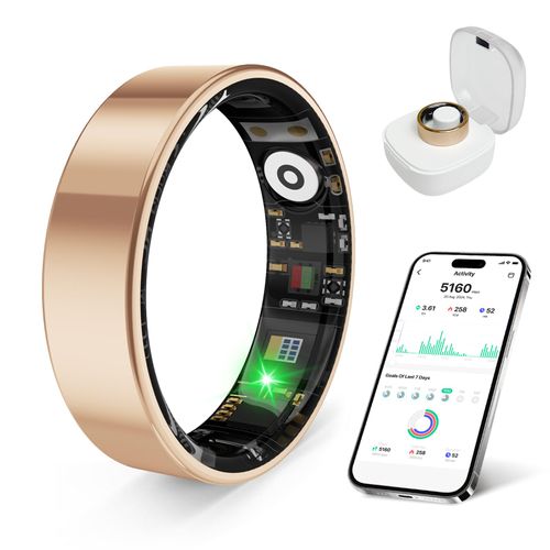 Smart Ring Health Tracker for Men Women, Sleep Stress Exercise Health Monitoring, IP68 Waterproof, Long Battery Life, No Subscription, iOS Android Compatible
