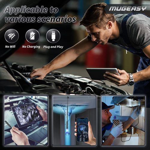 Endoscope Camera with Light, 1920P HD Bore Scope Borescope with 8 Lights, Waterproof 16.4FT Semi-Rigid Cord for Pipe Inspection, Industrial Endoscope for Phones