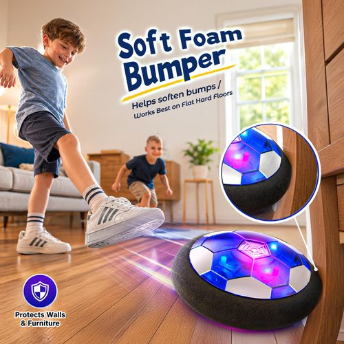 Rechargeable Hover Soccer Ball for Kids Indoor Games, Light-Up Soccer Toy with Soft Foam Bumper, Air-Powered Floating Ball Game, Birthday Gift for Boys and Girls Ages 4-12