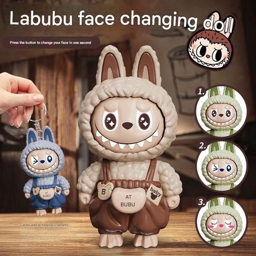 🔥2-pack: popular Labubu face-changing keychain doll pendant decompression toy