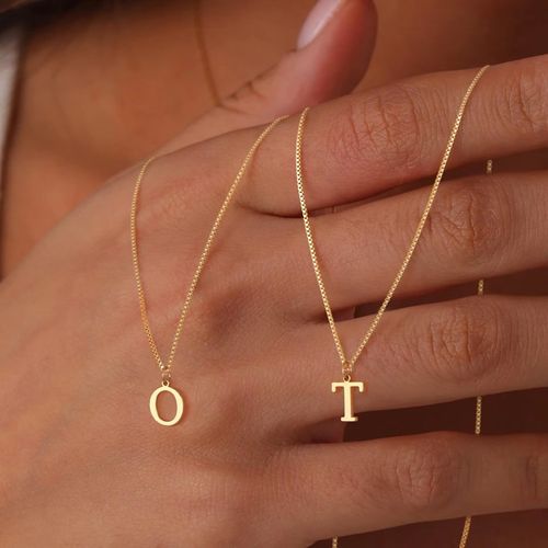 316L stainless steel jewelry18k gold plated initial letter necklace